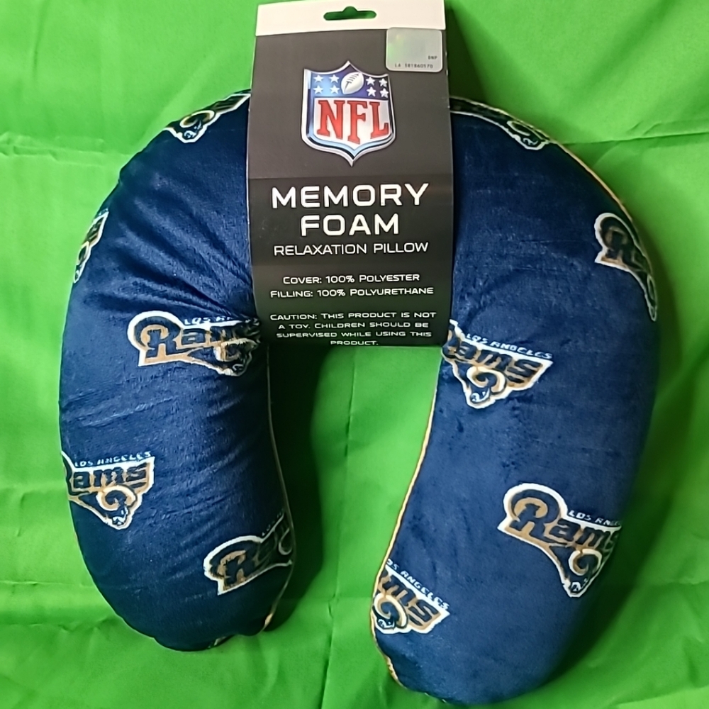 NFL Los Angeles Rams Travel Neck Pillow, Memory Foam, NEW